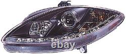 Seat Leon Hatchback (05-08) Black Led Drl Style Projector Headlights Pair