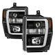 Spyder For 08-10 Ford F-250 Projector Headlights V2 Light Bar Drl Led Black
