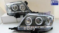 Toyota Hilux VIGO Black DRL LED Angel-Eyes Projector Head Lights 11-14