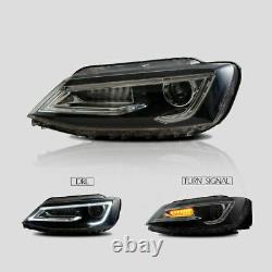 VLAND 2 LED DRL Headlights Fit For Volkswagen VW Jetta 2011-2018 Lamp Assembly