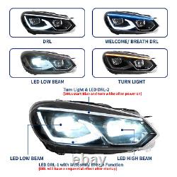 VLAND LED Headlight Head Light Dynamic DRL For VW Golf 6 MK6 2008-2013