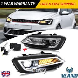 VLAND LED Headlights Front Lamps for Volkswagen VW Polo 2011-2017+D2H Bulbs Kits