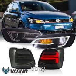 VLAND LED Headlights+Smoke Taillights withSequential For 2011-2017 Volkswagen Polo