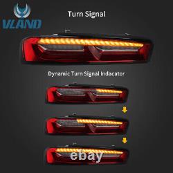 VLAND LED Tail Lights For 2016-18 Chevy Camaro DRL Full Red Lens Rear Lights