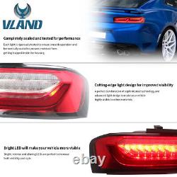 VLAND LED Tail Lights For 2016-18 Chevy Camaro DRL Full Red Lens Rear Lights