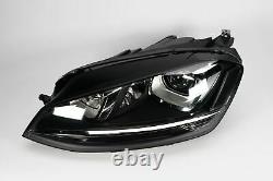 VW Golf MK7 12-16 Black Bi-Xenon LED DRL Headlight Left Passenger N/S OEM Valeo