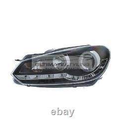 VW Golf Mk6 2009-2013 Black DRL Devil Eye R8 Head Light Lamp Pair Left & Right