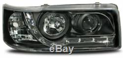 VW Transporter T4 (1990-2003) Black DRL Devil Angel Eyes Front Headlights Lights