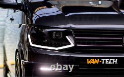 VW Transporter T6 LED DRL Light Bar Headlights Black