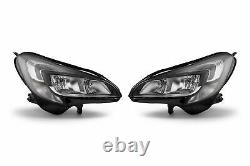 Vauxhall Corsa E 15-19 Chrome DRL Headlights Headlamps Set Pair Driver Passenger