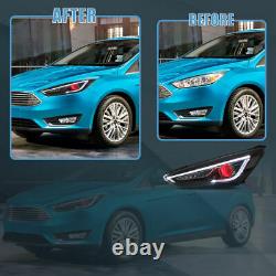 Vland Headlights For 2015-18 Ford Focus Sequential LED LH&RH Devil Eye+Bulbs Kit