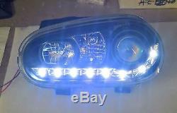 Vw Golf Mk4 Black Drl Led Devil Eye R8 Design Projector Front Headlights