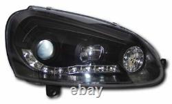 Vw Golf Mk5 Black Drl Led Devil Eye R8 Design Projector Front Headlights