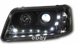 Vw T5 -2010 Black Drl Led Devil Eye R8 Design Projector Front Headlights