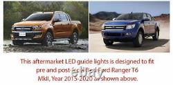 White LED Head Guide Light Black For Ford Ranger T6 Mk2 XL XLT Everest DRL Car K