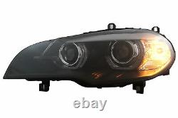 Xenon Headlights Angel Eyes 3D Dual Halo Rims LED DRL for BMW X5 E70 07-10 Black