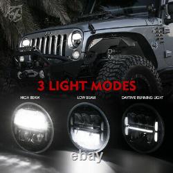 Xprite 7 60W LED Head Lights High/Low Beam with DRL For 97-18 Jeep Wrangler TJ JK