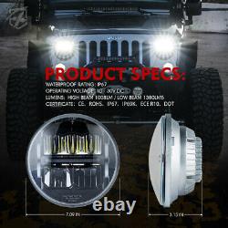 Xprite 7 60W LED Head Lights High/Low Beam with DRL For 97-18 Jeep Wrangler TJ JK