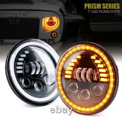Xprite Pair 7Inch 85W LED Headlights DRL Halo Angle Eyes For Jeep Wrangler JK