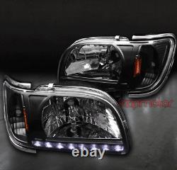 01-04 Toyota Tacoma Drl Led Black Crystal Light Light Avec Chrome Trim Corm Signal