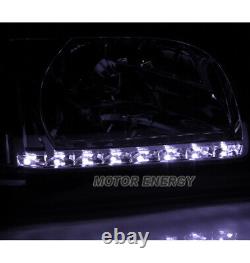 01-04 Toyota Tacoma Drl Led Black Crystal Lights Lampes Avec Chrome Trim Corner