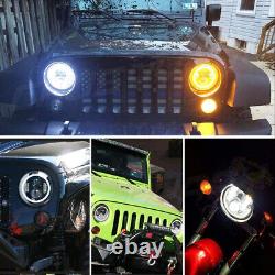 1x Phare LED Angel Eyes 7 pouces avec lumière diurne blanche 6000K pour Jeep Wrangler JK JL