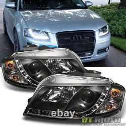 2006-2008 Audi A3 Black Projector Phares Avec Daytime Drl Led Running Lights