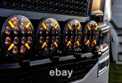 2X Phares de Travail à LED DRL Blanc Ambre pour Camion Scania Volvo DAF MAN 24v 8.6'' Rond