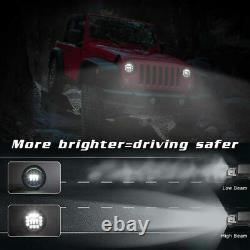 7 Phares Led Ampoule Drl & Amber Turn Signal Lights Pour Jeep Wrangler Jk Lj Cj