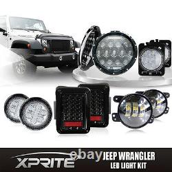 7 Phares Led Cree 75w Avec Turn Signal Fog Side & Taillight Combo Pour Jeep