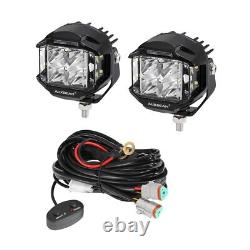 AUXBEAM 2X Phares à LED 4 pouces, Lumières de conduite, Lumières latérales avec DRL pour Jeep ATV