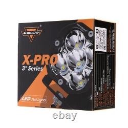 AUXBEAM 2x 3 Projecteurs de travail à LED lumière de conduite 2 couleurs DRL lumière de clignotant universelle