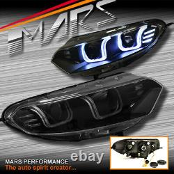 Black 3d Stripe U Bar Led Drl Projecteur Phares Pour Ford Ecosport Bk 13-16