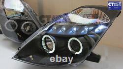 Black Led Drl & Angel Eyes Projecteur Phares Nissan 350z Z33 03-05 Fairlady