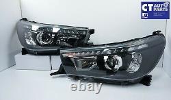 Black Led Drl Projecteur Head Lights Squeential Blinker Pour 15+ Toyota Hilux Revo