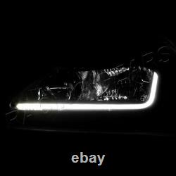 Black Loging Led Drl Withclear Reflector Lights Lampes Fit 03-07 Accord Honda