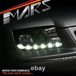 Black Real Drl Led Projector Head Lights Pour Volkswagen Bora & Jetta 98-04 Mk4