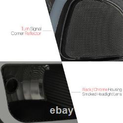Black/smoke Led Light Bar Drl Headlight+bumper Pour 99-07 Sierra/yukon Classic