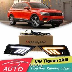 Feux de jour à LED pour Volkswagen Tiguan 18-2021 : Lampe antibrouillard avec clignotant