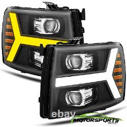 Fit Chevy Silverado 2007-2013 Noir Projecteur Phares Withled Drl + Signal Lumineux