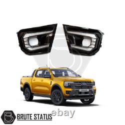 Ford Ranger T9 2023+ Entourages de feux de jour à LED noirs brillants pour brouillard Wildtrak