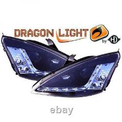 Lhd Projecteurs Phares Paire Led Dragon Drl Lumières Noir Pour Ford Focus 98-01