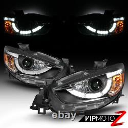 Newest Design Led Drl 2013-2015 Mazda Cx5 Cx-5 Black Proejctor Head Lights Set