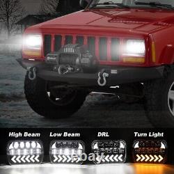 Phare de projecteur à LED 7x6 Paire DRL Lumière de clignotant pour Ford Jeep Land Rover