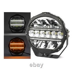 Phare rond à LED DRL blanc ambre pour camion Scania Volvo DAF MAN 24v 9'' 2X Fit
