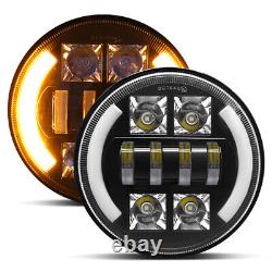 Phares LED 7 pouces pour Jeep Wrangler avec feux de jour blancs / clignotants ambre (2 pièces)