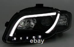 Phares Led Drl Intérieur Lti Light Tube Pour Audi A4 B7 04-08 Noir Lhd Lpaub5-e