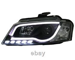 Phares Set Led Lightbar Lumières Avant En Noir Pour Audi A3 8p 08-12 Avec Drl