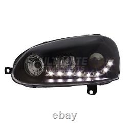 Phares améliorés noirs à LED DRL Devil Eye R8 pour VW Jetta 2006-2011, aspect xénon GTI