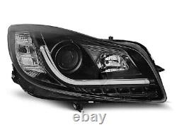 Phares avant LED DRL intérieurs avec tube lumineux LTI pour Opel INSIGNIA 08-12 Noir LHD LPOP9